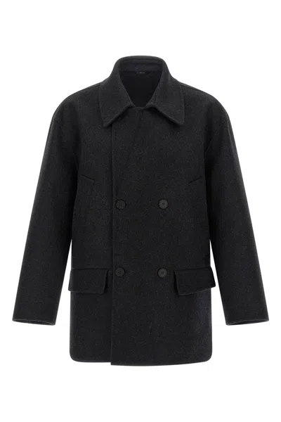 Fendi Felt Wool Coat Coats And Trench Coats Gray In Black