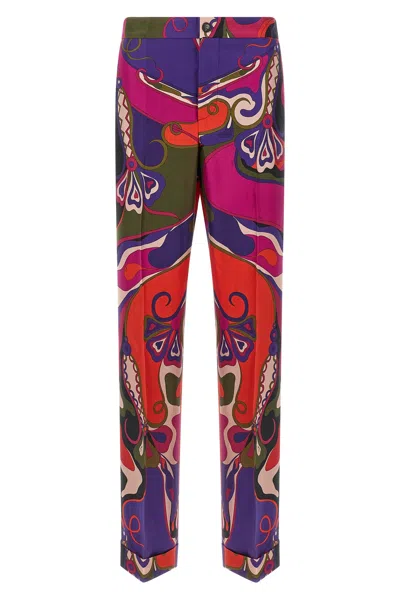 Pucci Printed Trousers With Elastic Waistband And Pockets In Multi