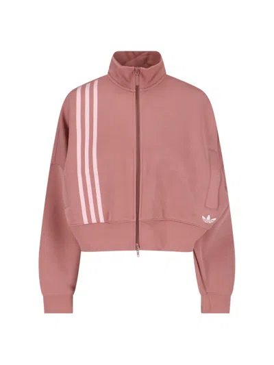 Adidas Originals Off Placed 3-stripes Zip Sweatshirt Pink In Pink