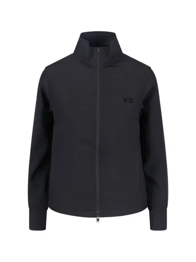Y-3 High Collar Long Sleeve Sweatshirt Jacket In Black