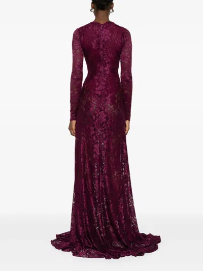 Miau By Clara Rotescu Juniper Lace Long-sleeved Dress In Red