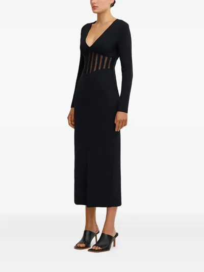 Significant Other Arla Sheer-panelled Dress In Black