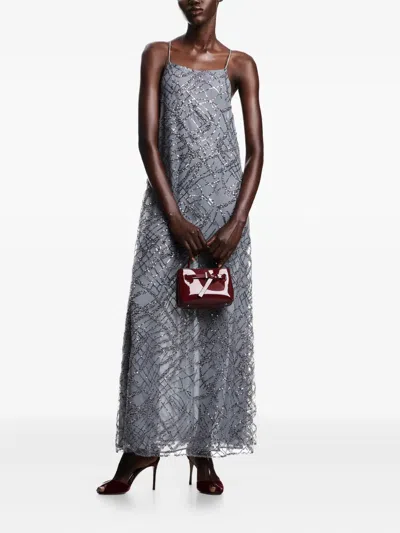 Emporio Armani Sequin-embellished Maxi Dress In Gray