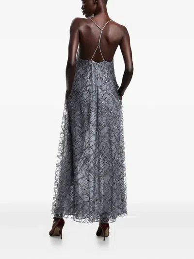 Emporio Armani Sequin-embellished Maxi Dress In Gray