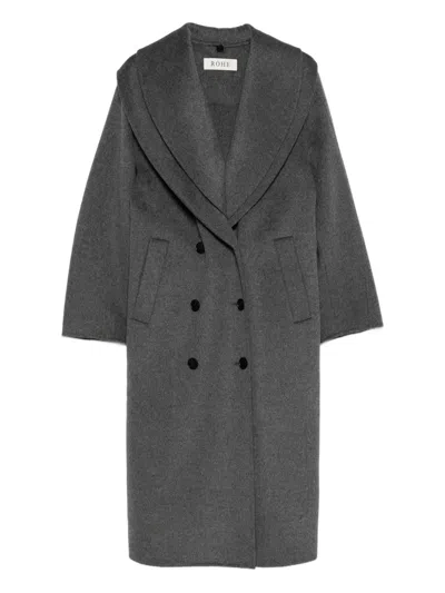 Rohe Detachable Collar Coat In Gray