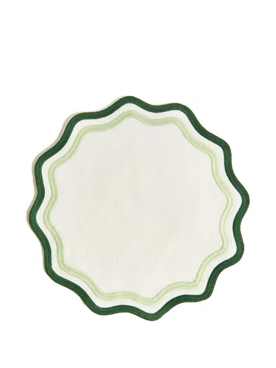 Misette Scalloped-edge Linen Placemats (set Of Four) In Green