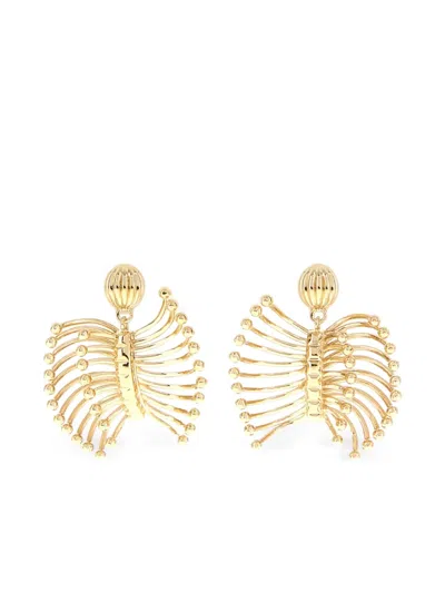 Miu Miu Intricate Gold Metal Earrings Design In Gold