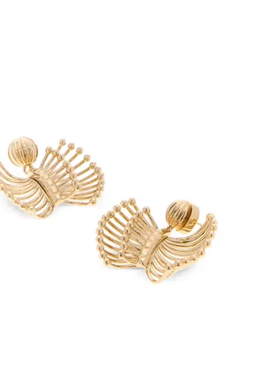 Miu Miu Intricate Gold Metal Earrings Design In Gold