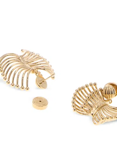 Miu Miu Intricate Gold Metal Earrings Design In Gold