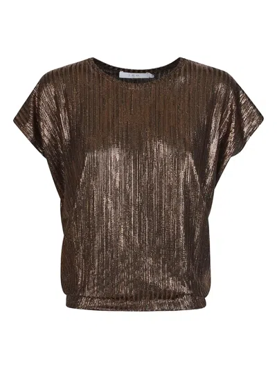 Iro Metallic-effect Pleated Top In Brown