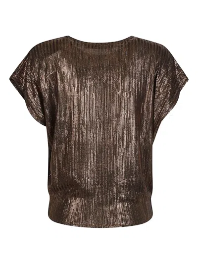 Iro Metallic-effect Pleated Top In Brown