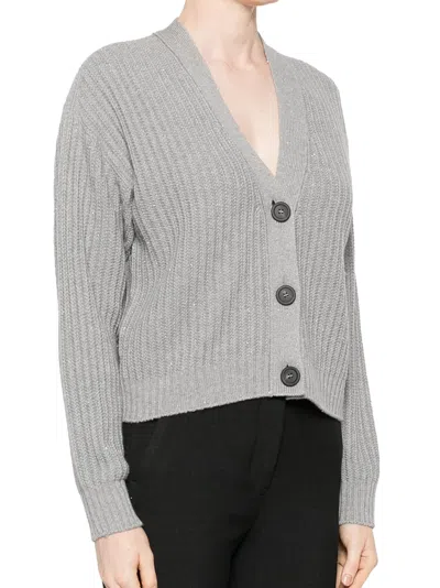 Peserico Cropped Lurex Cardigan With V-neck And Button Closure In Gray