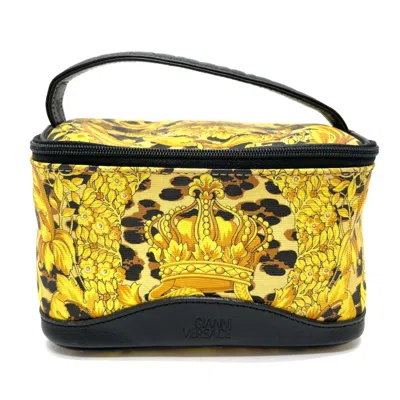 Pre-owned Versace Yellow Pvc Leather Handbag Vanity Bag () In Multi