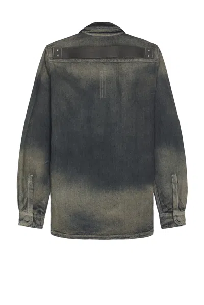 Rick Owens Gray Concordia Fogpocket Denim Shirt In Black