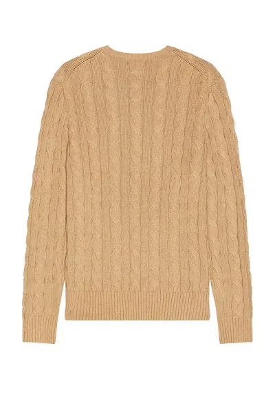 Polo Ralph Lauren Cable Knit Crewneck Sweater In Brown