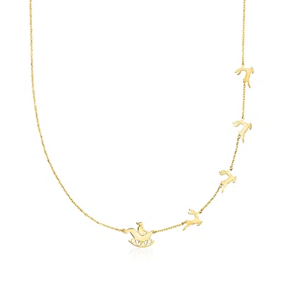 Ross-simons 14kt Yellow Gold Santa's Sleigh Station Necklace In Gold