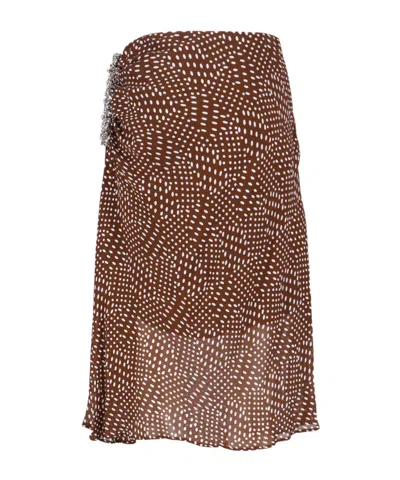 Dries Van Noten Midi Skirt With Irregular Polka Dot Print In Brown