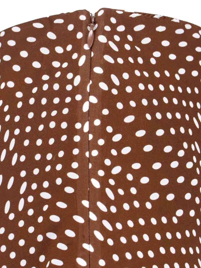 Dries Van Noten Midi Skirt With Irregular Polka Dot Print In Brown