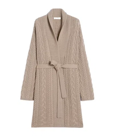 Max Mara Wool And Cashmere Knit Cardigan In Neutral