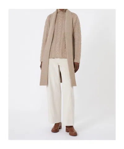 Max Mara Wool And Cashmere Knit Cardigan In Neutral