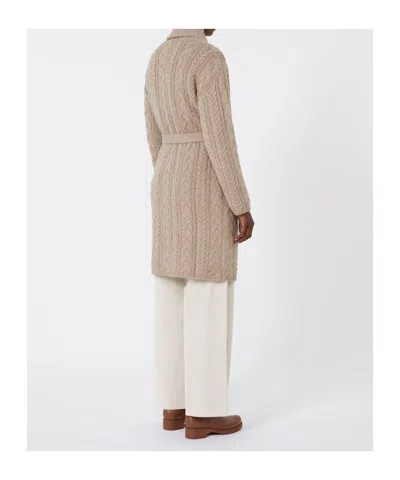 Max Mara Wool And Cashmere Knit Cardigan In Neutral