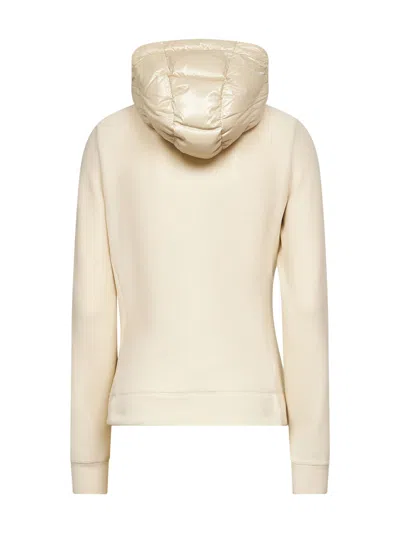 Moncler Ivory Zip-up Hooded Padded Cardigan In Neutral