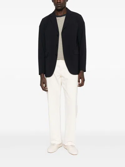 Aspesi Tailored Single-breasted Blazer With Pockets In Blue