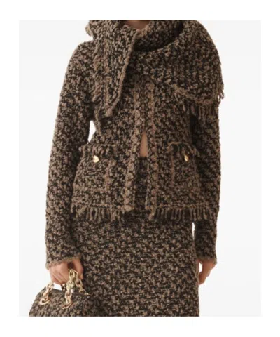 Fabiana Filippi Self-portrait Pointelle Knit Mini Dress In Brown