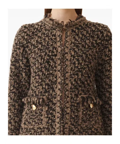 Fabiana Filippi Self-portrait Pointelle Knit Mini Dress In Brown