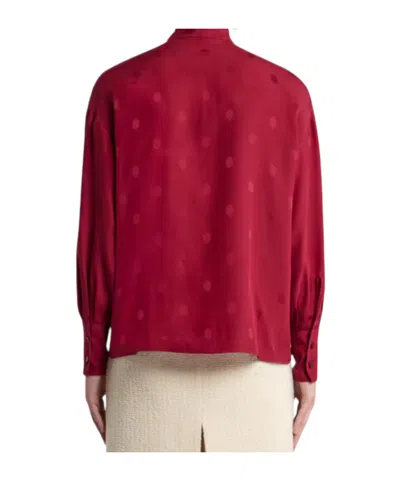 Etro Pussy-bow Silk-jacquard Blouse In Red