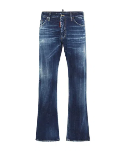Dsquared2 Classic Five-pocket Jeans With Subtle Fading And Distressing In Blue