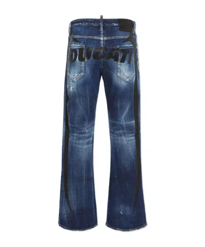 Dsquared2 Classic Five-pocket Jeans With Subtle Fading And Distressing In Blue