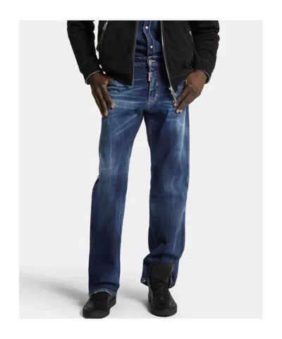 Dsquared2 Classic Five-pocket Jeans With Subtle Fading And Distressing In Blue