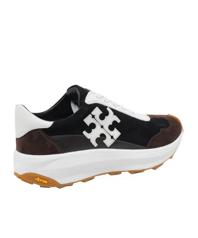 Tory Burch Suede Round Toe Sneakers With Vibram Sole In Black