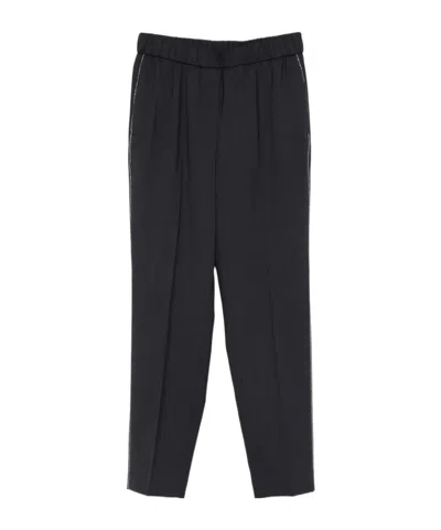 Peserico Viscose Cady Stretch Trousers In Black