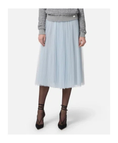 Elisabetta Franchi Starlight Midi Belted Skirt In Silver