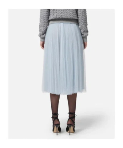 Elisabetta Franchi Starlight Midi Belted Skirt In Silver