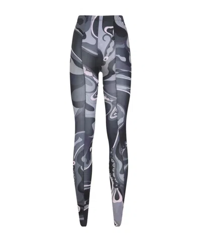 Pucci Abstract Print High Waist Trousers In Multi