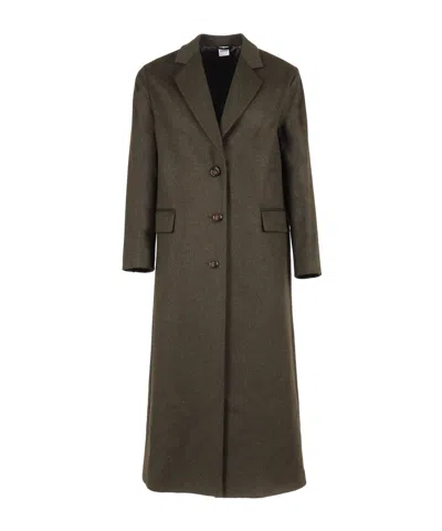 Aspesi Mid-length Tailored Coat With Structured Collar In Black