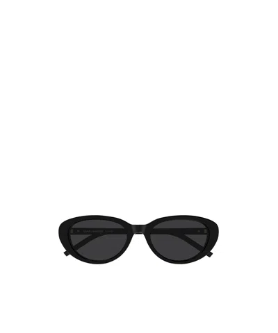 Saint Laurent 55mm Acetate Cat-eye Sunglasses In Black
