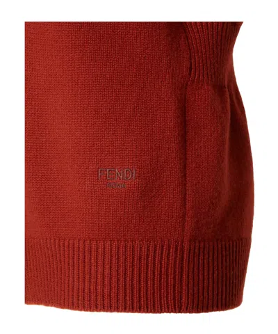 Fendi Rust Cashmere Pullover In Red