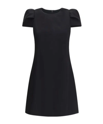 Alexander Mcqueen Mcqueen Puff Cap Sleeve Stretch Wool Minidress In Black