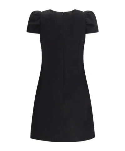 Alexander Mcqueen Mcqueen Puff Cap Sleeve Stretch Wool Minidress In Black