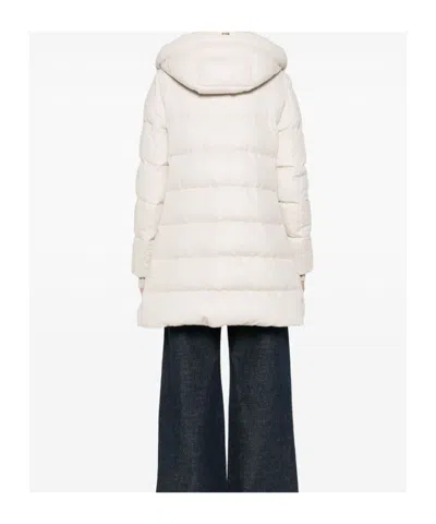 Herno Hooded Long Quilted Jacket And Pockets In White