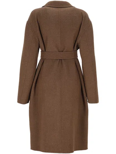 Max Mara Long-sleeved Coat In Brown