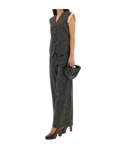 Alysi Button-front Vest In Gray