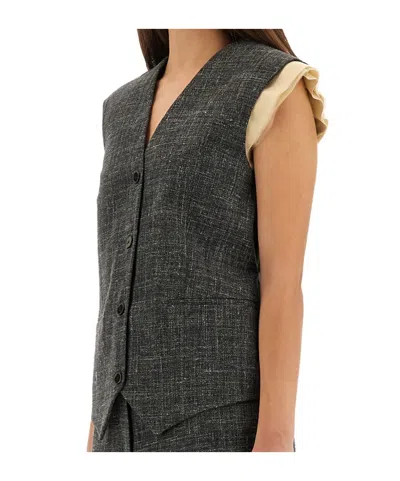 Alysi Button-front Vest In Gray