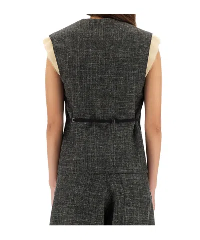 Alysi Button-front Vest In Gray