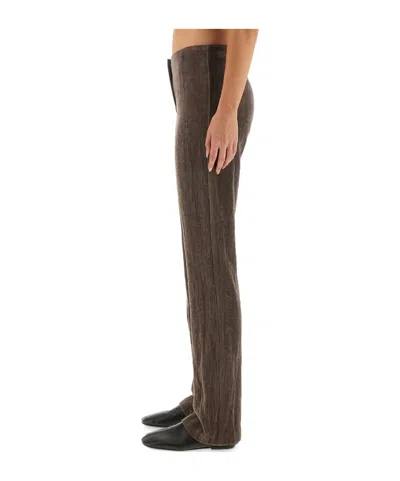 Alysi Velvet "crinkle" Slim Pants In Brown