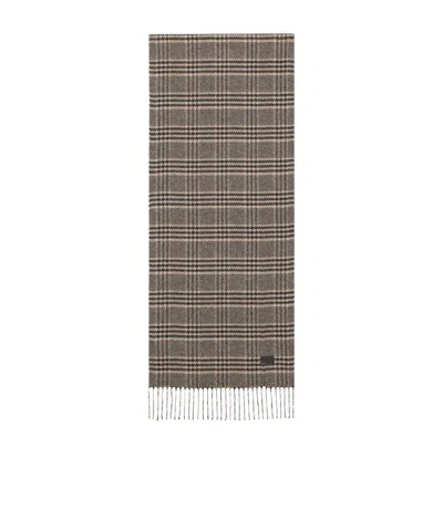 Saint Laurent Scarf In Prince Of Wales Silk And Cashmere In Gray